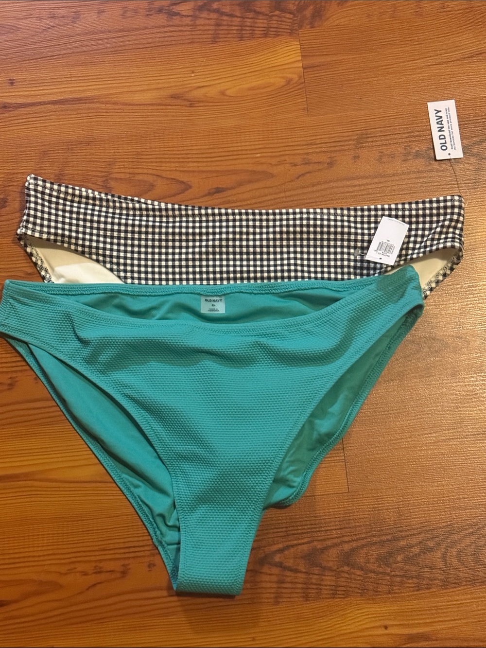 Old Navy Teal Bikini Bottom & Black Gingham Bikini Bottom